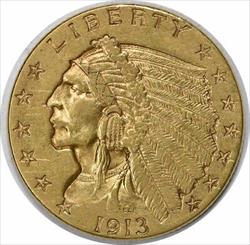 1913 $2.50  Indian AU Slider Uncertified #317