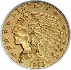 1913 $2.50  Indian AU Uncertified #307