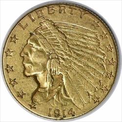 1914 D $2.50  Indian AU Uncertified #333