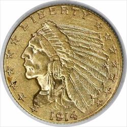 1914 D $2.50  Indian EF Uncertified #952