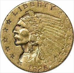 1925 D $2.50  Indian AU Uncertified #1036