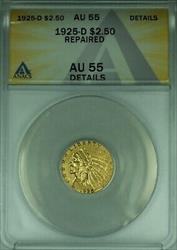 1925 D Indian Head Quarter Eagle  $2.50  ANACS Details Repaired