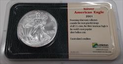 2001 American  Eagle $1 1 Oz Troy .999 in Littleton Clear Plastic Case