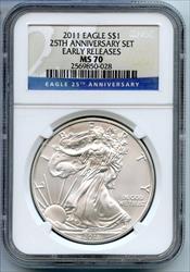 2011 American Eagle 1 oz   NGC Early Releases 25th Ann  CC58