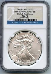 2011 American Eagle 1 oz   NGC Early Releases 25th Ann  CC61