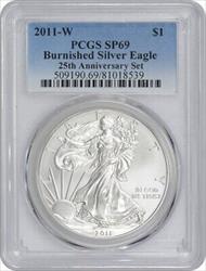 2011 W $1 American  Eagle Burnished 25th Anniversary Set SP69 PCGS