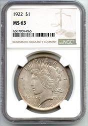 1922 Peace   NGC Certified  Philadelphia Mint  CC271