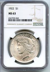 1922 Peace   NGC Certified  Philadelphia Mint  CC279
