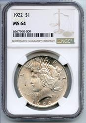 1922 Peace   NGC Certified  Philadelphia Mint  CC284