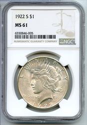 1922 S Peace   NGC Certified  San Francisco Mint  CC288