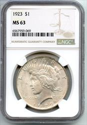 1923 Peace   NGC Certified  Philadelphia Mint  CC272
