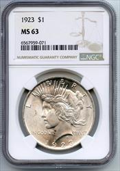 1923 Peace   NGC Certified  Philadelphia Mint  CC274