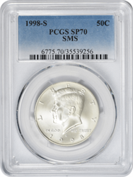 1998 S Kennedy Half SMS SP70 PCGS Special Mint State 70