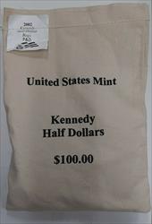 2002 P&D Kennedy Half  $100 Mint Sealed Bag  200 BU s