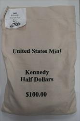 2003 P&D Kennedy Half  $100 Mint Sealed Bag  200 BU s