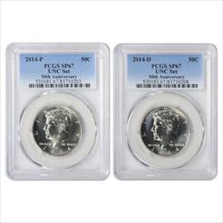 2014 P & D Kennedy Half 50th Anniversary Uncirculated Set SP67 PCGS