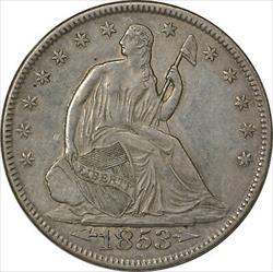 1853 Liberty Seated Half  Arrows and Rays AU Uncertified #153