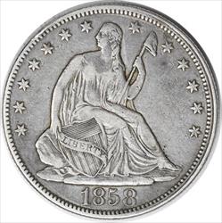 1858 Liberty Seated  Half  Choice VF Uncertified #259