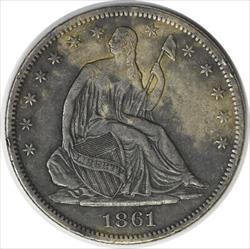 1861 S Liberty Seated Half  EF Uncertified #956