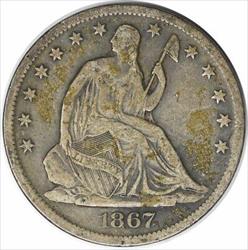 1867 S Liberty Seated  Half  VF Uncertified #1202