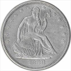 1868 S Liberty Seated Half  AU Uncertified #253