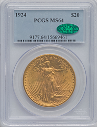 1924 $20 Saint CAC Saint-Gaudens Double Eagles PCGS MS64