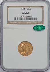1915 $2.50 CAC Indian Quarter Eagles NGC MS63