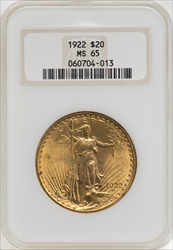 1922 $20 Saint-Gaudens Double Eagles NGC MS65