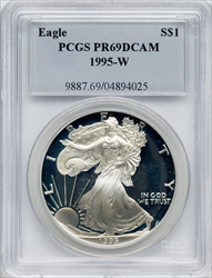 1995-W S$1 Silver Eagle DC Modern Bullion Coins PCGS MS69