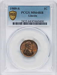 1909-S 1C Lincoln RB PCGS Secure Lincoln Cents PCGS MS64