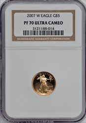 2007-W $5 Tenth-Ounce Gold Eagle PR DC Modern Bullion Coins NGC MS70