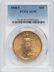 1908-S $20 Saint-Gaudens Double Eagles PCGS AU55