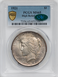 1921 S$1 Peace MS CAC PCGS Secure Peace Dollars PCGS MS65