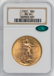 1927 $20 CAC Saint-Gaudens Double Eagles NGC MS64