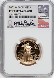 2006-W $25 Half-Ounce Gold Eagle PR DC Modern Bullion Coins NGC MS70