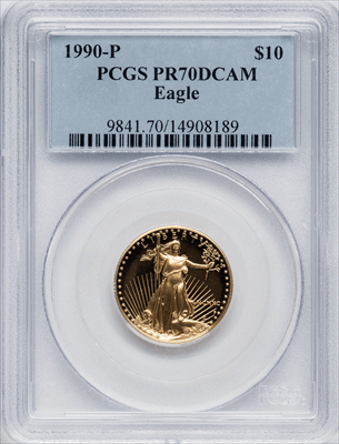 1990-P $10 Quarter-Ounce Gold Eagle DC Modern Bullion Coins PCGS MS70