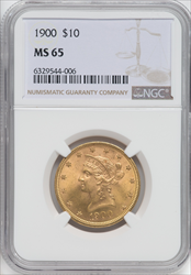 1900 $10 Liberty Eagles NGC MS65