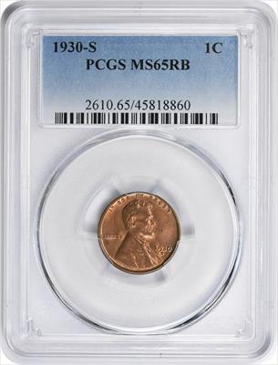 1930-S Lincoln Cent MS65RB PCGS