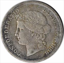 1888 B Switzerland 5 Francs KM34 VF Uncertified #1100