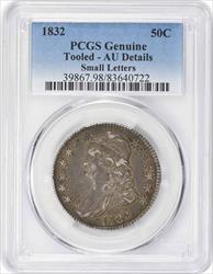1832 Bust Silver Half Dollar Overton 109 Small Letters Genuine (Tooled - AU Details) PCGS