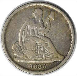 1838-O/O Liberty Seated Silver Dime RPM1 VF Uncertified #234