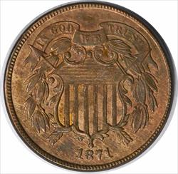 1871 Two Cent Piece RPD FS-301 MS63 Uncertified #251