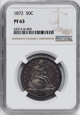 1872 50C Proof Seated Half Dollars NGC PR63