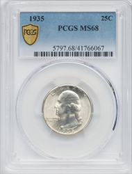 1935 25C PCGS Secure Washington Quarters PCGS MS68