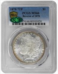 1878 7TF $1 Reverse of 1878 Morgan Dollar PCGS MS66 CAC
