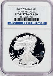 2007-W S$1 Silver Eagle First Strike DC Modern Bullion Coins NGC MS70