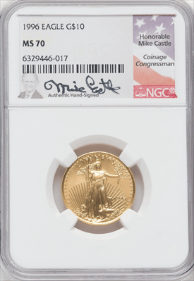 1996 $10 Quarter-Ounce Gold Eagle MS Modern Bullion Coins NGC MS70