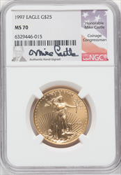 1997 $25 Half-Ounce Gold Eagle MS Modern Bullion Coins NGC MS70
