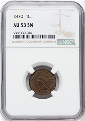 1870 1C BN Indian Cents NGC AU53