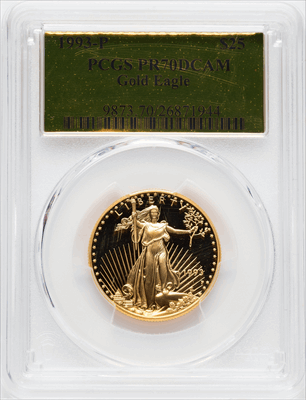 1993-P $25 Half-Ounce Gold Eagle DC Modern Bullion Coins PCGS MS70